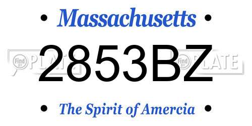 2853BZ Massachusetts License Plate