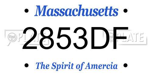 2853DF Massachusetts License Plate