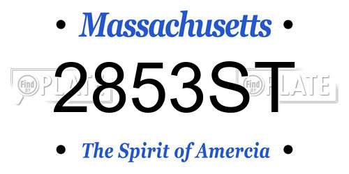 2853ST Massachusetts License Plate