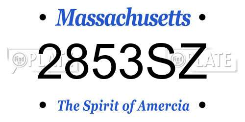 2853SZ Massachusetts License Plate