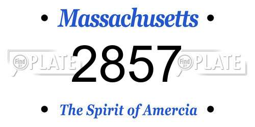 2857 Massachusetts License Plate