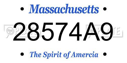 28574A9 Massachusetts License Plate
