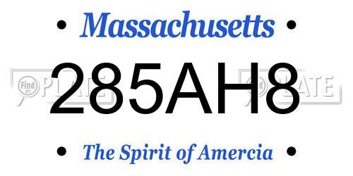 285AH8 Massachusetts License Plate