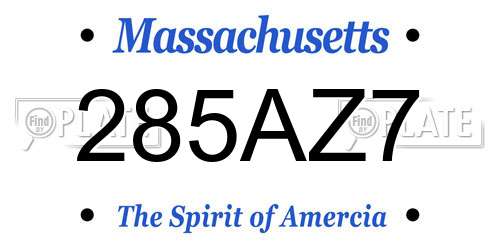 285AZ7 Massachusetts License Plate
