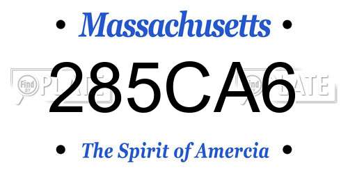 285CA6 Massachusetts License Plate