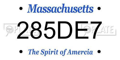 285DE7 Massachusetts License Plate