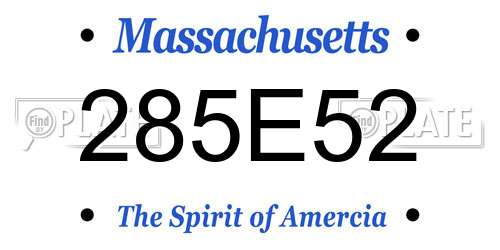 285E52 Massachusetts License Plate
