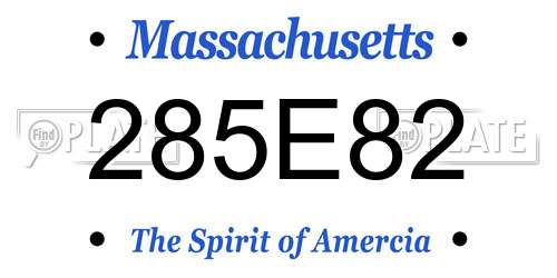 285E82 Massachusetts License Plate