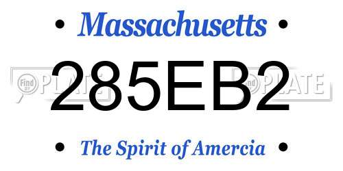 285EB2 Massachusetts License Plate