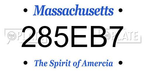 285EB7 Massachusetts License Plate