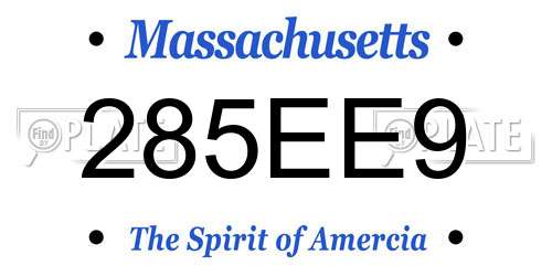 285EE9 Massachusetts License Plate