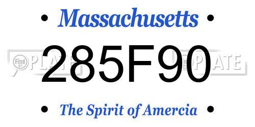 285F90 Massachusetts License Plate
