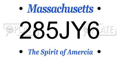 285JY6 Massachusetts License Plate