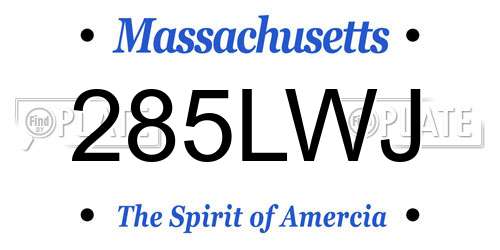 285LWJ Massachusetts License Plate