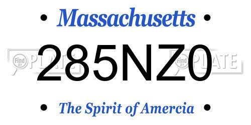 285NZ0 Massachusetts License Plate
