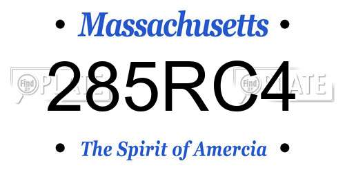 285RC4 Massachusetts License Plate