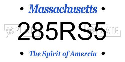 285RS5 Massachusetts License Plate