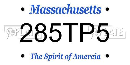 285TP5 Massachusetts License Plate