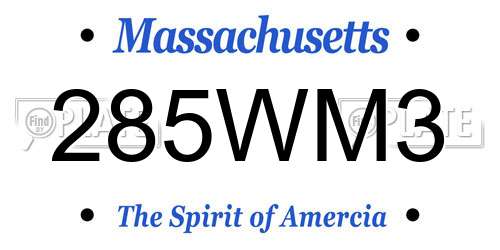 285WM3 Massachusetts License Plate