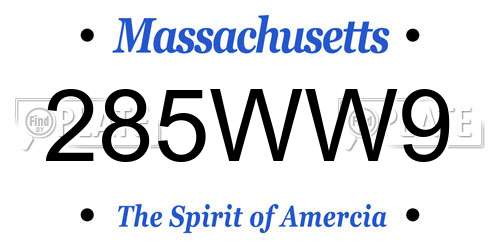 285WW9 Massachusetts License Plate