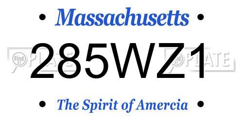 285WZ1 Massachusetts License Plate