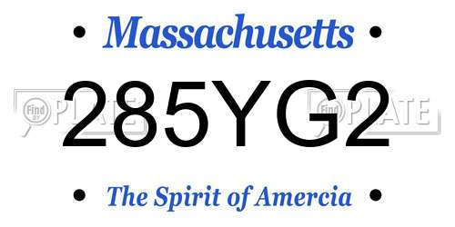 285YG2 Massachusetts License Plate