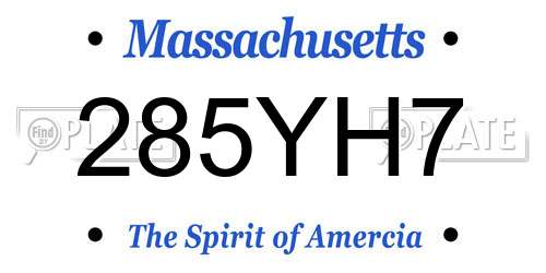 285YH7 Massachusetts License Plate