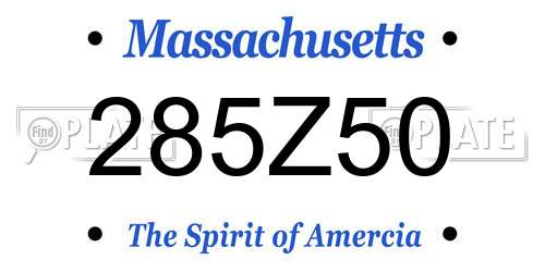 285Z50 Massachusetts License Plate