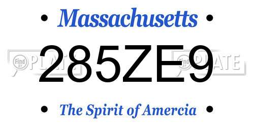 285ZE9 Massachusetts License Plate