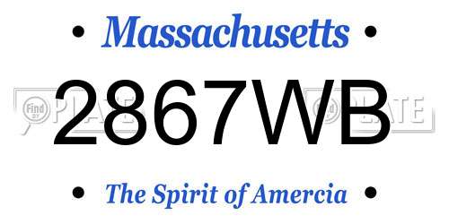 2867WB Massachusetts License Plate