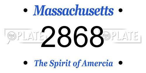 2868 Massachusetts License Plate