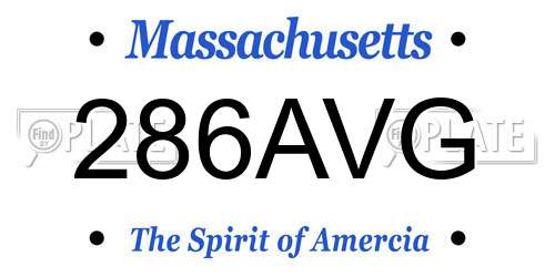 286AVG Massachusetts License Plate