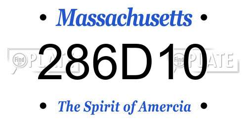 286D10 Massachusetts License Plate
