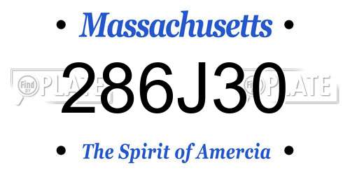 286J30 Massachusetts License Plate