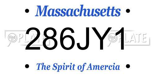 286JY1 Massachusetts License Plate