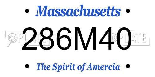 286M40 Massachusetts License Plate