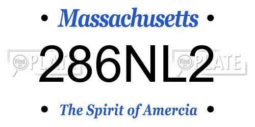 286NL2 Massachusetts License Plate