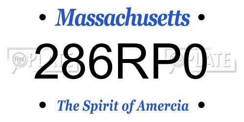 286RP0 Massachusetts License Plate