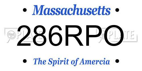 286RPO Massachusetts License Plate