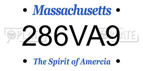 286VA9 Massachusetts License Plate