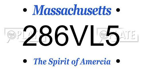 286VL5 Massachusetts License Plate