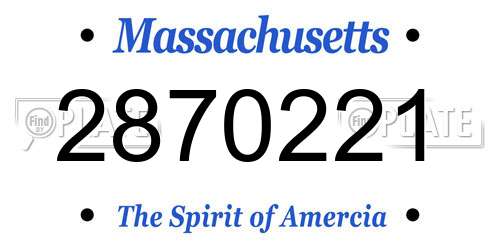 2870221 Massachusetts License Plate