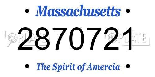 2870721 Massachusetts License Plate