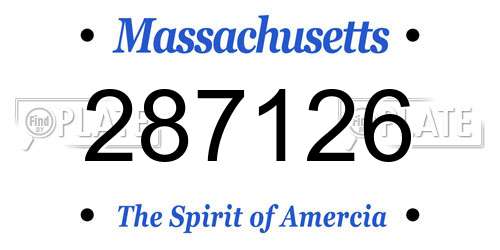 287126 Massachusetts License Plate