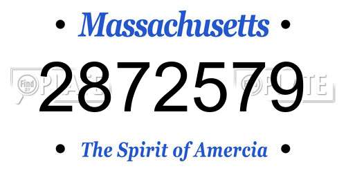 2872579 Massachusetts License Plate