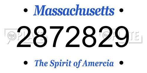 2872829 Massachusetts License Plate