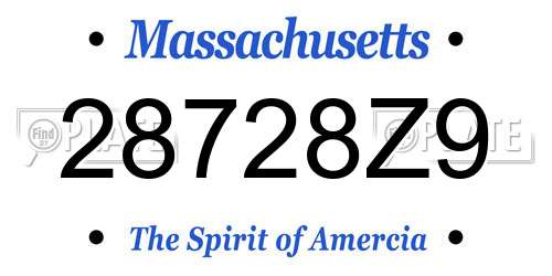 28728Z9 Massachusetts License Plate