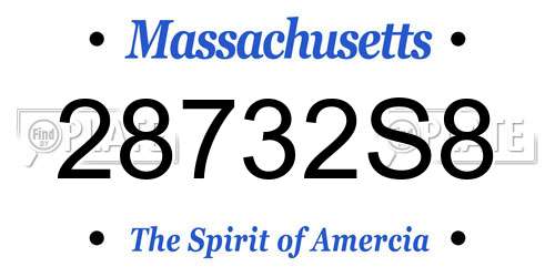 28732S8 Massachusetts License Plate