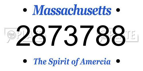 2873788 Massachusetts License Plate