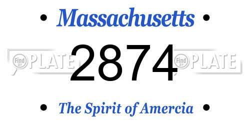 2874 Massachusetts License Plate